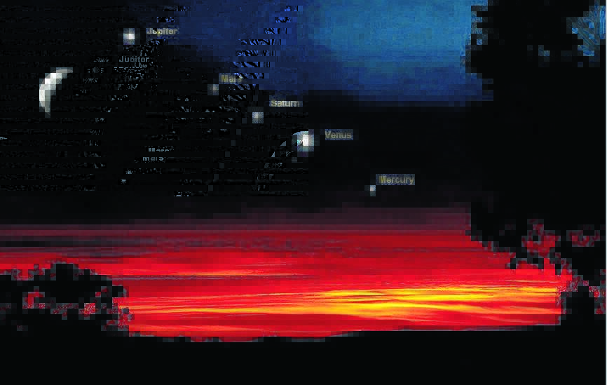 Early morning view: Artist's impression of how the planets will align this month and next.