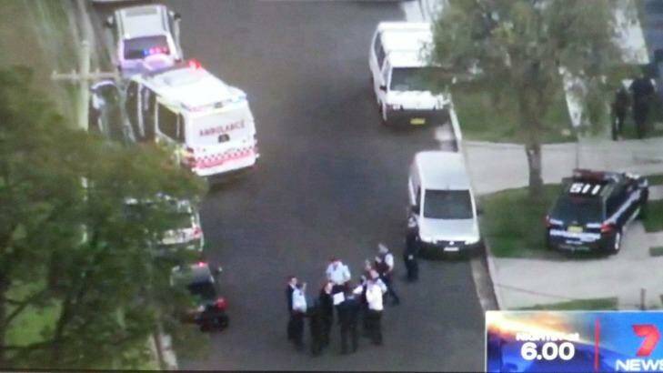 Police at the scene of a fatal shooting in Punchbowl.  Photo: Channel Seven