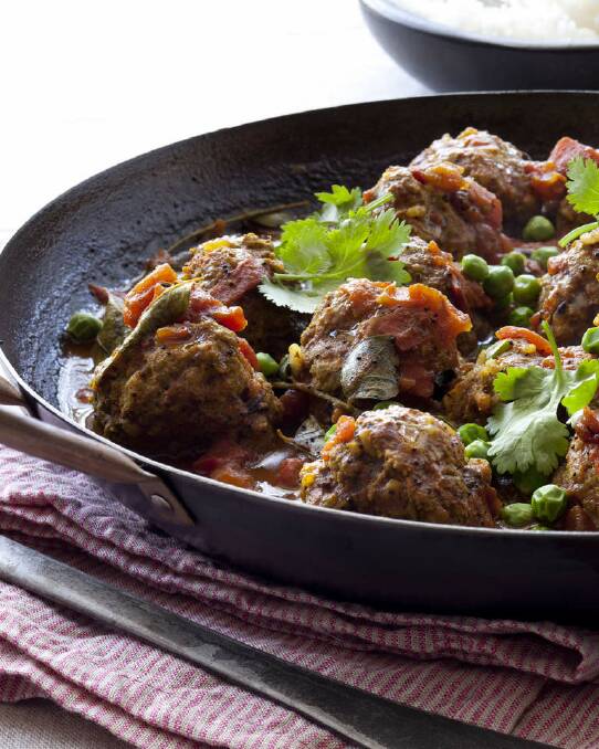 Jill Dupleix's Indian meatball curry <a href="http://www.goodfood.com.au/good-food/cook/recipe/indian-meatball-curry-with-peas-20120314-29u1m.html"><b>(recipe here).</b></a> Photo: Marina Oliphant