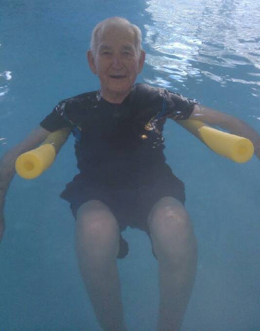 Health benefits: Don Cruden keeps healthy at the Port Macquarie Base Hospital hydrotherapy pool.