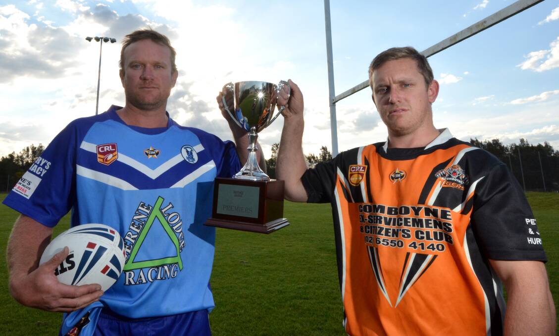 Big game: Chris Hanlon and Jason Troy display the Hastings League Cup which they will be playing for this weekend.
