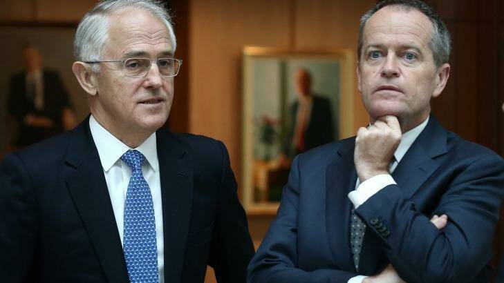 Prime Minister Malcolm Turnbull and Opposition Leader Bill Shorten are at odds over free trade. Photo: Alex Ellinghausen