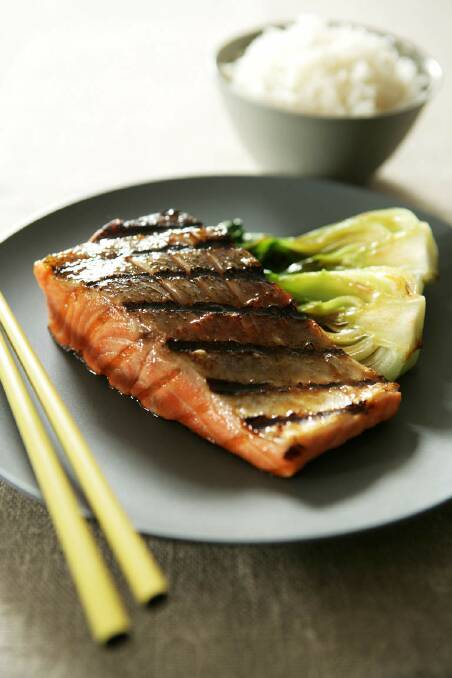 Jane and Jeremy Strode's Teriyaki ocean trout <a href="http://www.goodfood.com.au/good-food/cook/recipe/teriyaki-ocean-trout-20111018-29wdc.html?aggregate=518712"><b>(recipe here).</b></a> Photo: Jennifer Soo