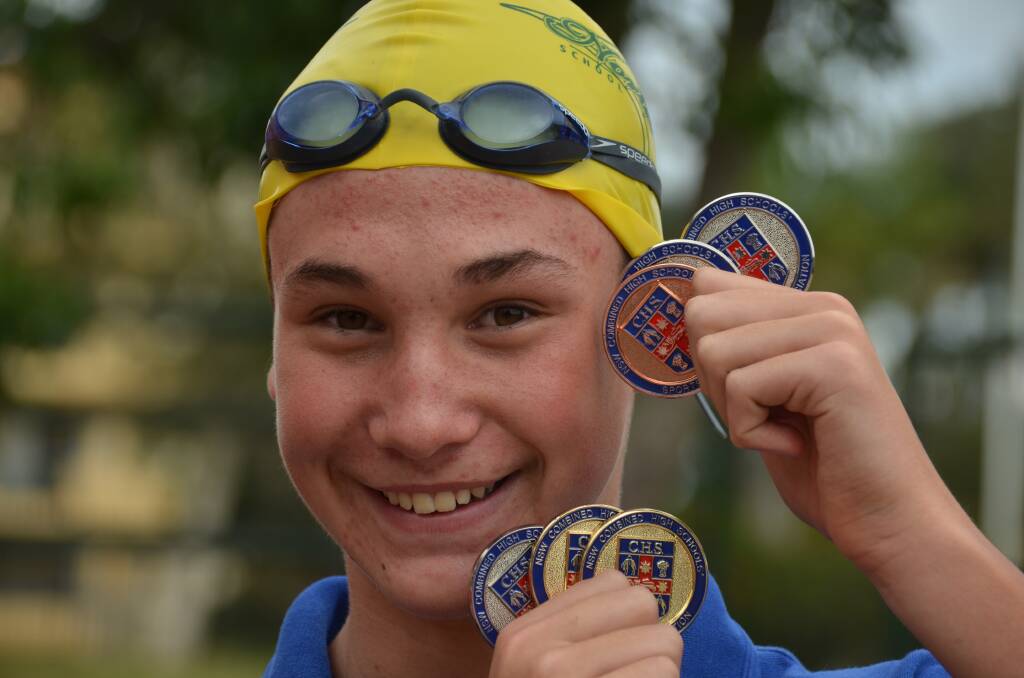Too quick in the water: Swimmer Sam Harris is the NSW Combined High Schools state age champion after a remarkable performance in the pool at Homebush. 				      Pic: NIGEL McNEIL