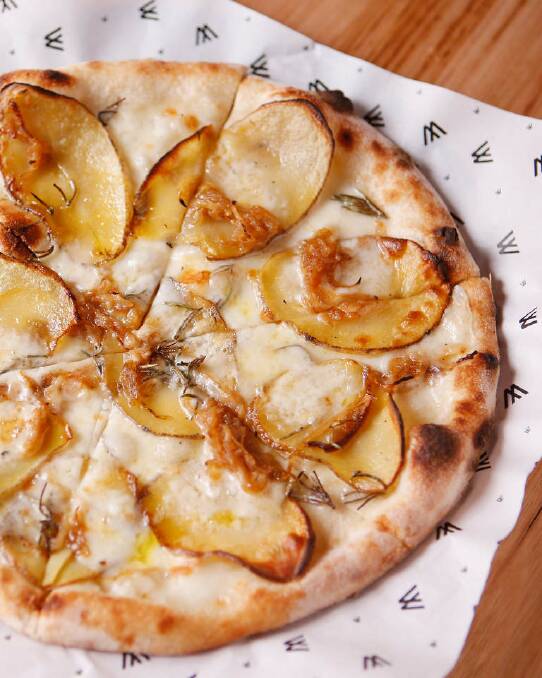The potato pizza served at Woody.P. Photo: Darrian Traynor