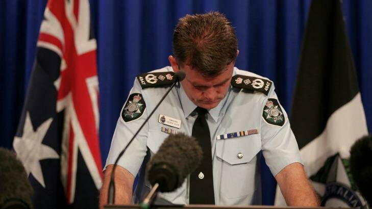 AFP Commissioner Andrew Colvin addresses the media/ Photo: Alex Ellinghausen