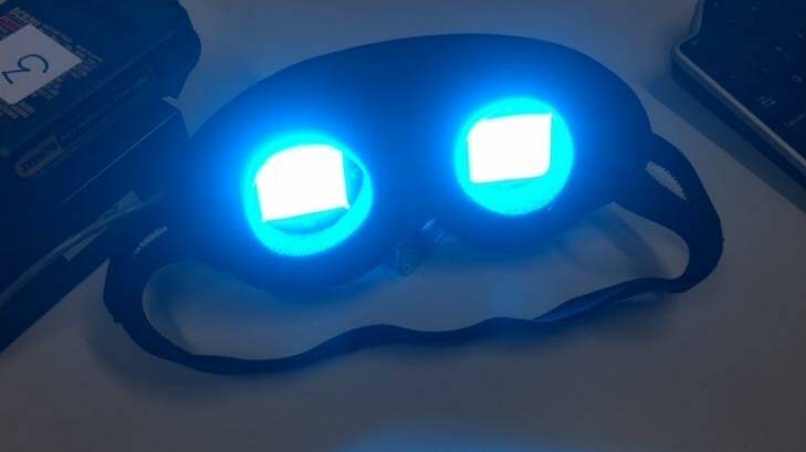 The light goggles used in human trials to stop jet lag after surgery.