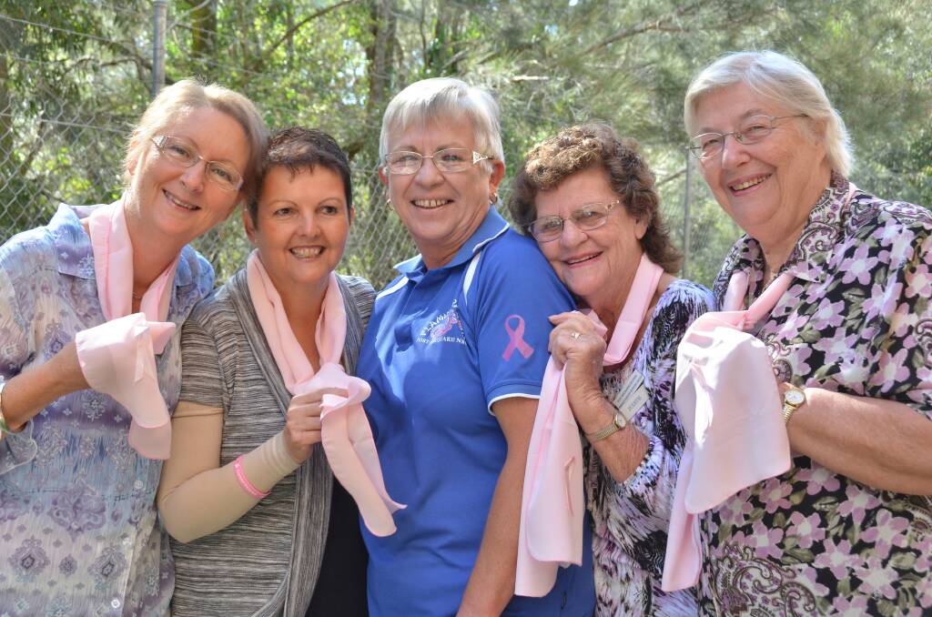 I will survive: Breast cancer advocates Tara Hoy, Karen Hermsen, Lynne Frances, Judith Hutchesson and Helen Mason encourage all Hastings women to check their breasts as a part of I Touch Myself day.