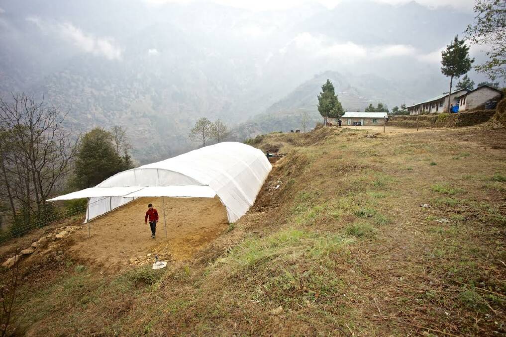 All done: The finished greenhouse with Mera Primary School in the background. 
Pic: David Malikoff