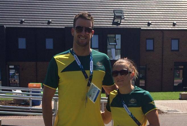 Ready to go: Port Macquarie's James Magnussen meets Camden Haven's Shelley Watts as they prepare for their events at the Commonwealth Games. 