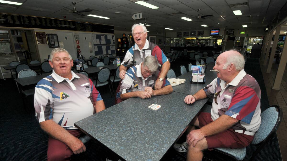 Sharing in the good news: Jim Cradock, Ken Errington, Bernie Biddle and Dave Comish sharing a laugh at the sports club.