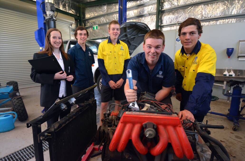 Rewarding experience: Newman Senior Technical College students Luke Staunton, Liam Norman, Katelyn Dwyer, Dylan Perry and Alex Ramsay will have their skills tested during Australia's largest trade and skill competition.