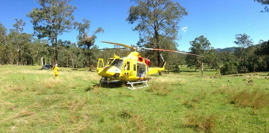 The Westpac Rescue Helicopter near Long Flat on Good Friday. A 19-year-old required transport on Friday, and the service returned to the area on Monday following a quad bike crash at Limeburners Creek. Pic: Westpac Rescue Helicopter Service - Official Site