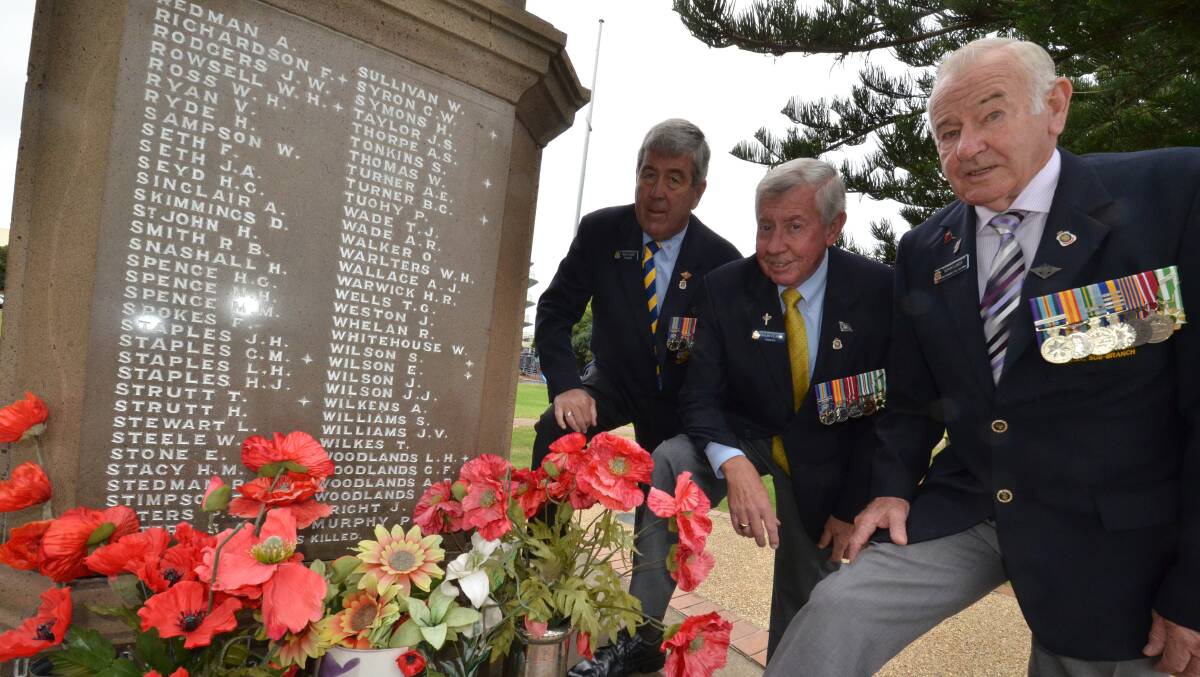 President of the Port Macquarie RSL Sub-branch Greg Laird, vice-president Kevin Lakey and treasurer Colin Clark will among the thousands paying their respects at the Town Green War Memorial on Anzac Day.