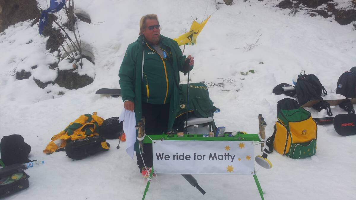 You can see the sign on our wax bench "we ride for Matty", our fallen teamate. Snowboarding is not the safest thing to do but saying that neither is walking across the street.