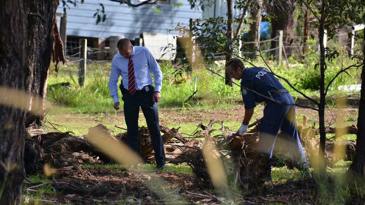 The search continues at the Wandoo Place property at Bonny Hills. Pic: Nigel McNeil