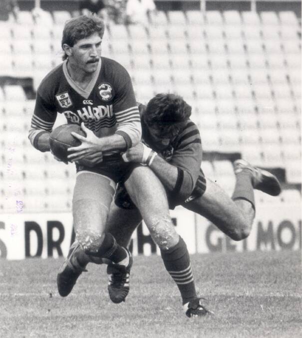 Eels legend: Brett Kenny in action for Parramatta in 1987. He'll join Peter Tunks at Bonny Hills this weekend.