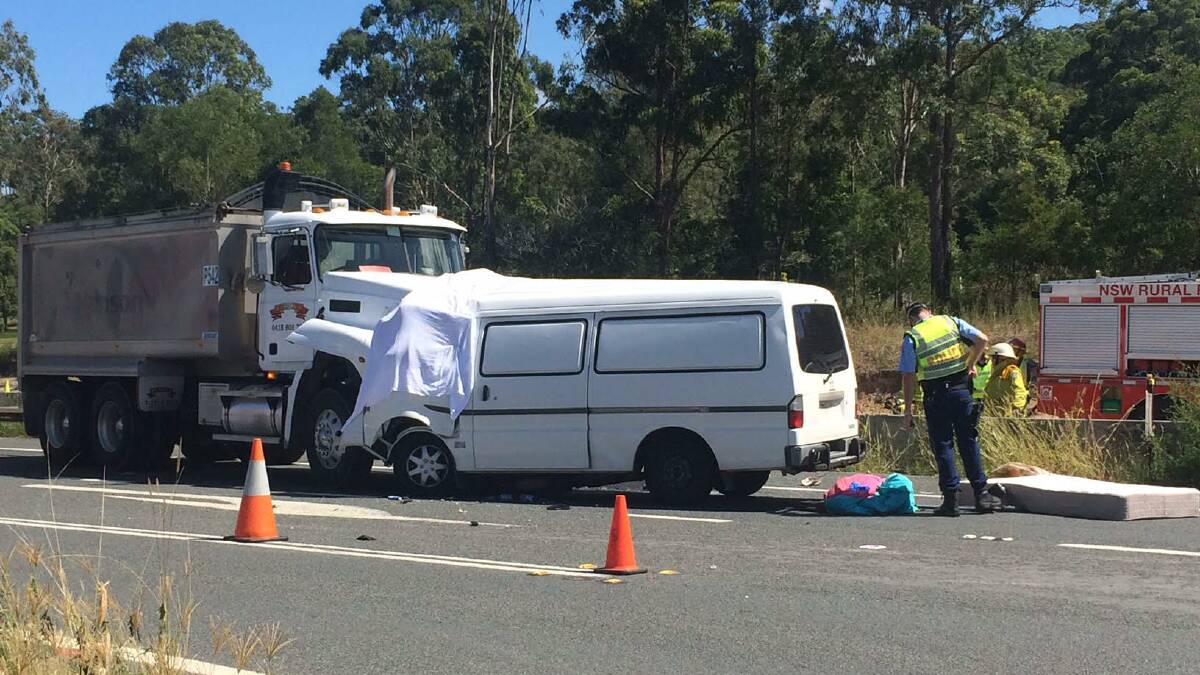 Tragic: A man died in a crash on the Pacific Highway on Monday. Pic: PETER GLEESON