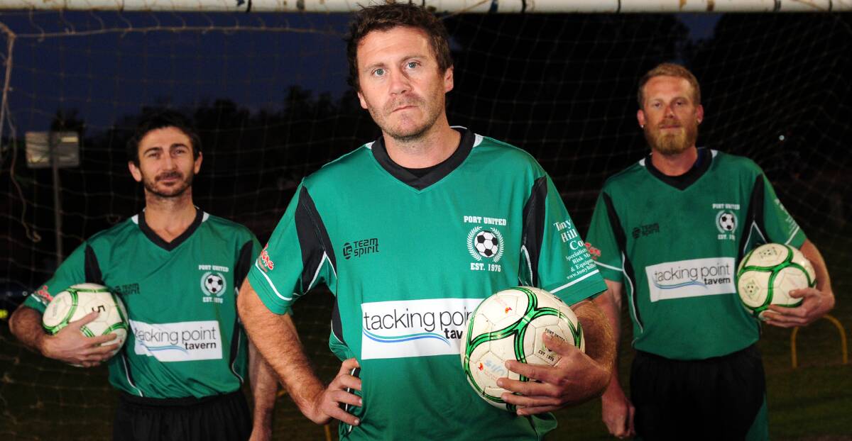 Club legends: Damien Cross, Brad Spokes and Lucas Heagney are among Port United’s old heads. 	