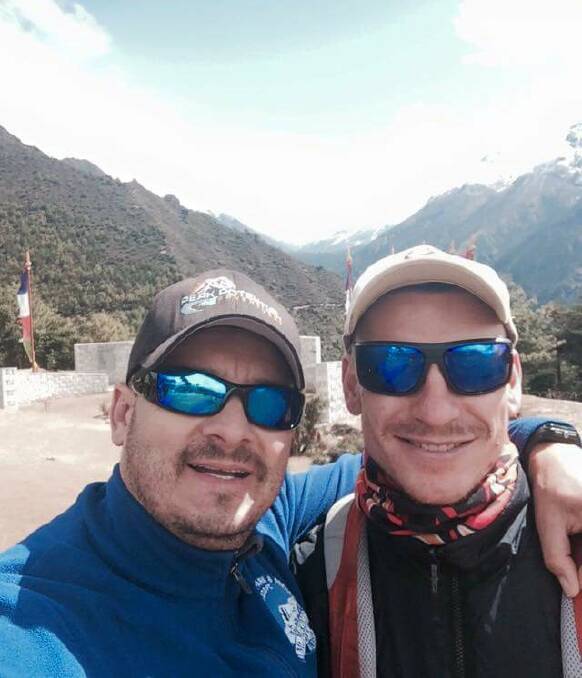 Safe: Shane Popher and his son Sam Blundell pictured the day before the Peak Potential Adventures trek.
