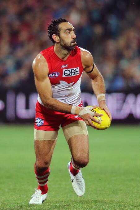 Coming to town: Adam Goodes could be one of the Swans coming to Port Macquarie.