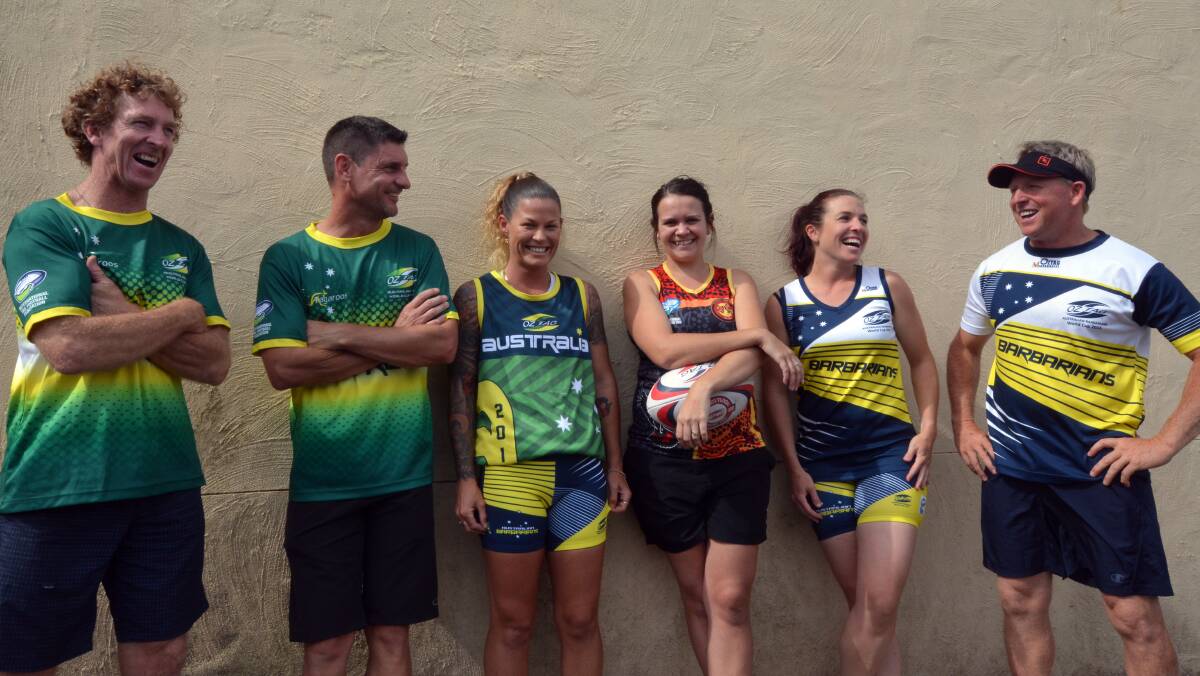 Aussie, Aussie, Aussie: Port Macquarie will be represented at the Oztag World Cup on the Sunshine Coast by Greg Gleeson, Greg Smith, Katrina Latimore, Toni Stone, Claire Michel and Steve van Gamert along with Shaun Magnus. Pic: PETER GLEESON