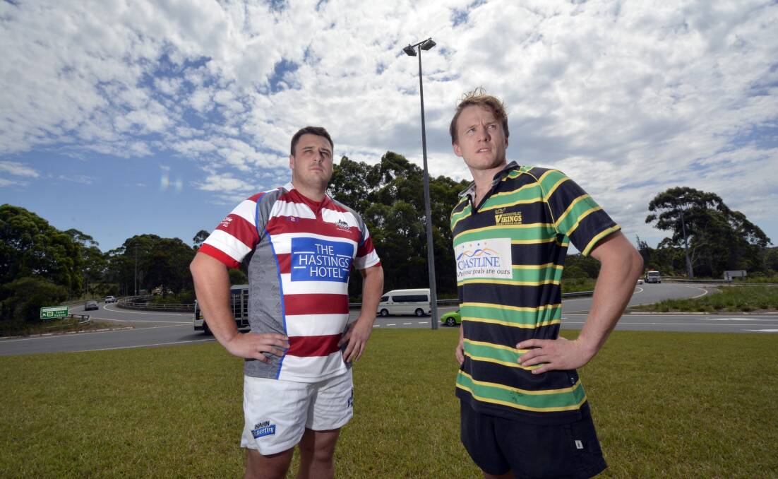 Set for kickoff: Paddy Bowen and Derek Thompson are ready for the Thunder/Vikings trial. Pic: PETER GLEESON