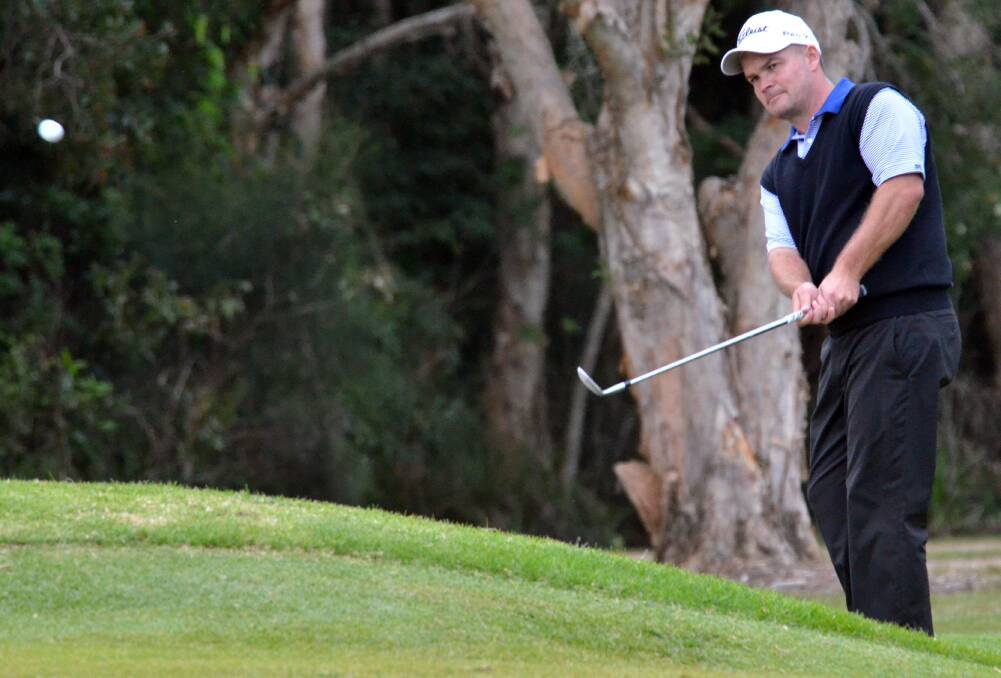 Great shot: Leigh McKechnie plays a chip shot during a previous visit to Port Macquarie.