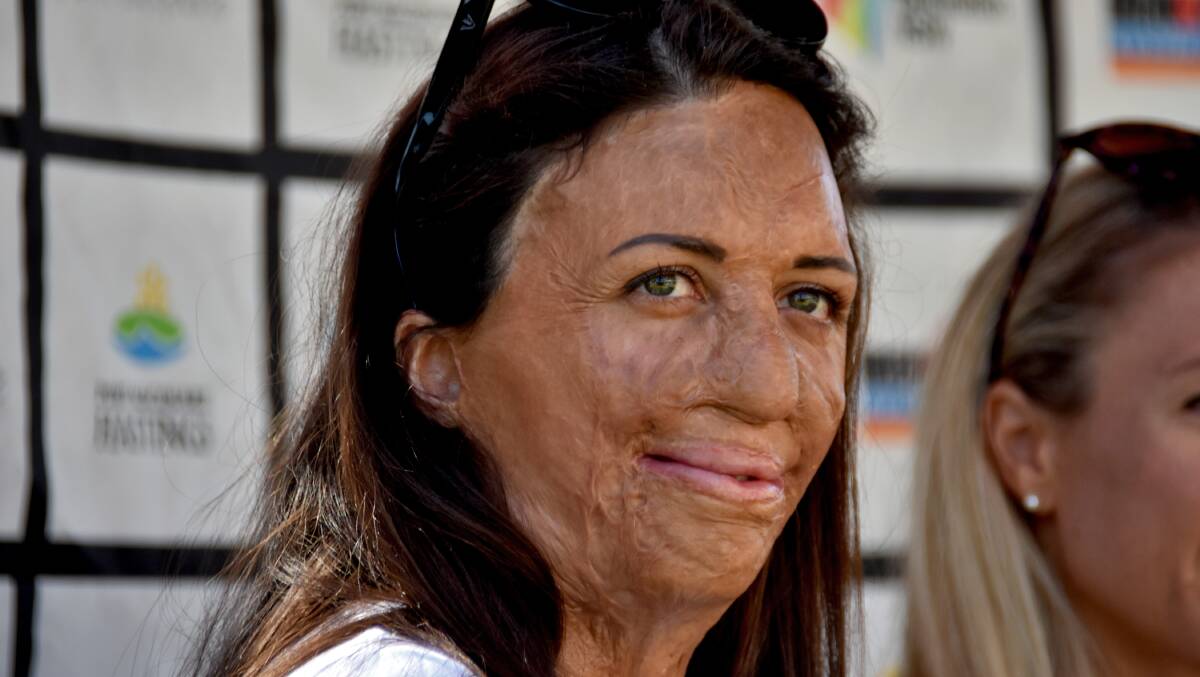 Mixing it with the pros: Turia Pitt was the special guest on the Ironman professional athletes panel on Friday morning. Pic: MATT ATTARD