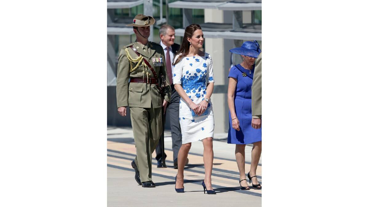 Catherine, Duchess of Cambridge arrives at the Royal Australian Airforce Base at Amberley on April 19, 2014 in Brisbane, Australia. Photo: Getty Images.