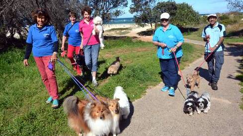 Walk the dog: Betty Lambert, Frances Lingard, Wendy LeCussan, Vicki Avery and Nigel Baid.