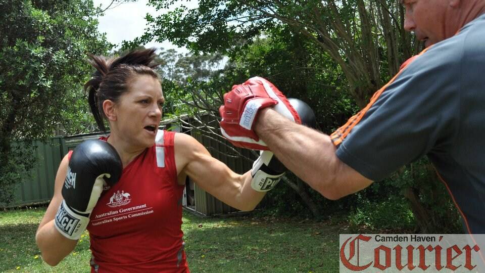 Laurieton’s Shelley Watts goes into battle tonight in Commonwealth Games boxing’s quarter finals of the women’s 57-60kg lightweight division. PIC: Kate Dwyer