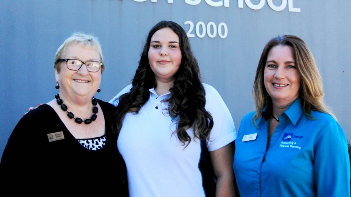 A LEADER: L-R Zonta International District 24 Awards Committee Member, Bronlyn Schoer from Oatley in Sydney, Camden Haven High student achiever and leader Amy Davies and Debbie Gampe, President of the Port Macquarie branch of Zonta International.