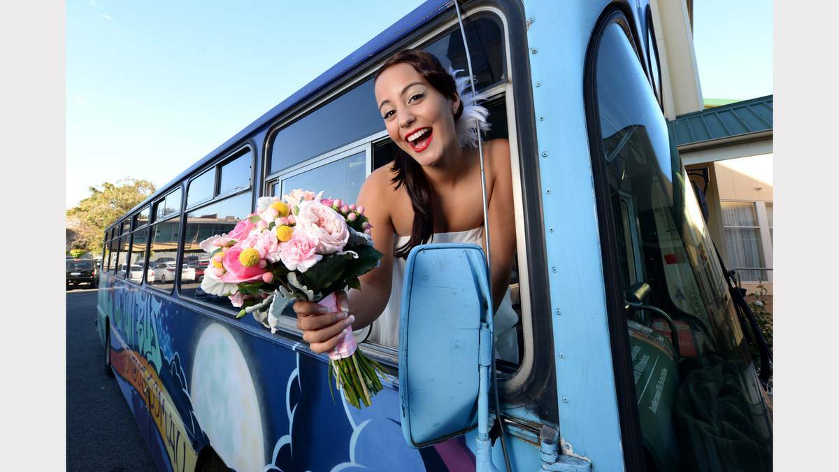 LAUNCESTON: Sara Slater ditches the Launceston Bridal Expo for a ride on the Fun Bus. Picture: Mark Jesser/The Examiner