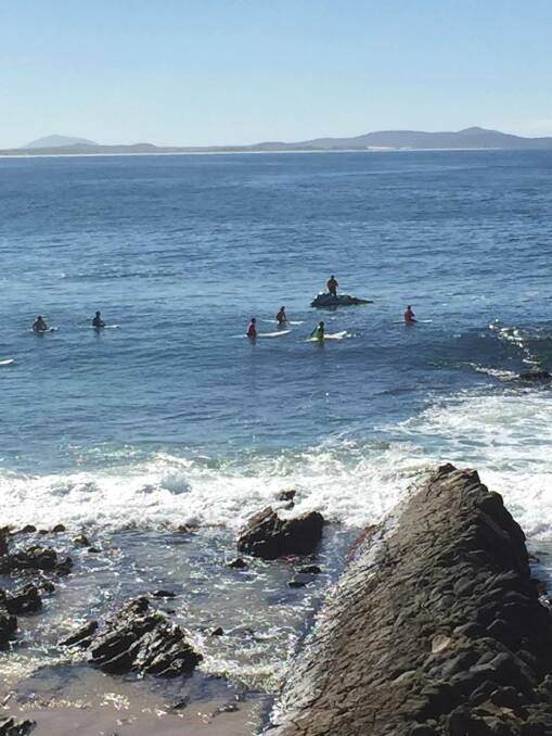 Competitors at the surf contest on Crescent Head beach.