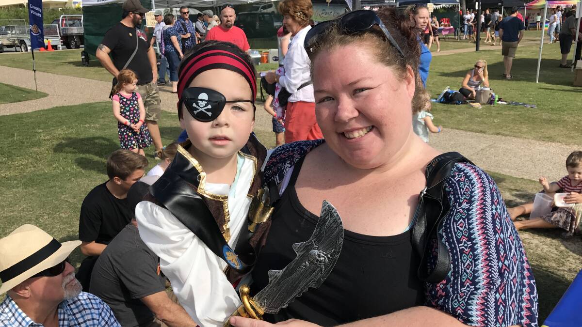 Fun in the sun: Lisa Sleeman and her son, pirate Patrick, at the Big Dig at Town Beach.