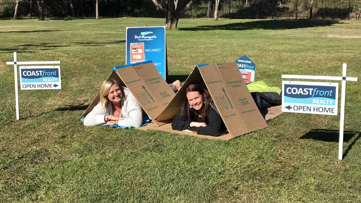 Sleeping out for a cause: Sue Jogever and Megan Urquhart.