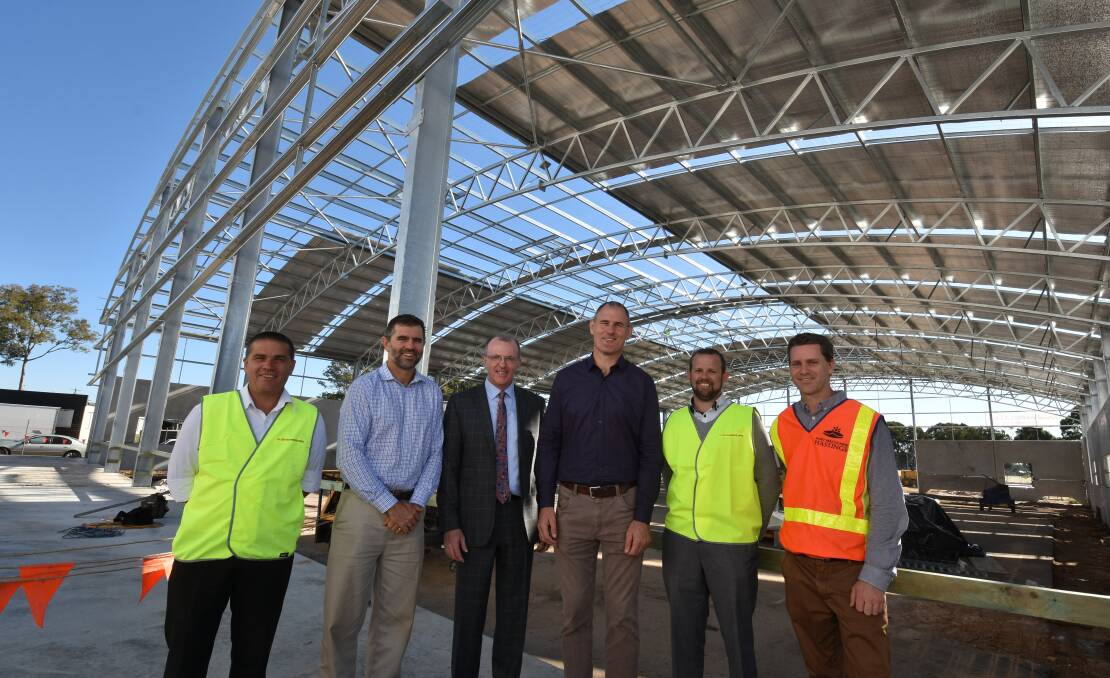 On track: Construction manager Craig Adams, group manager of infrastructure delivery Gary Randall, councillor Justin Levido, mayor Peter Besseling, Director of Ware Building Matthew Ware and council project manager Damon Walker. 
