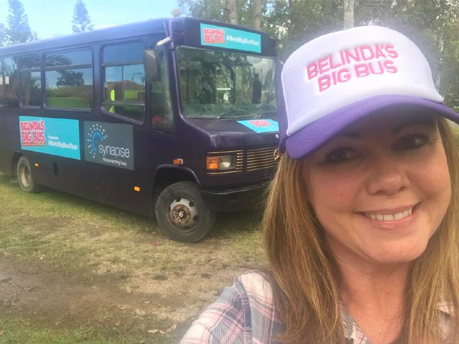 Brain bus: Belinda's big bus will be in town to speak to the community and to raise awareness for brain injury. Photo: Facebook