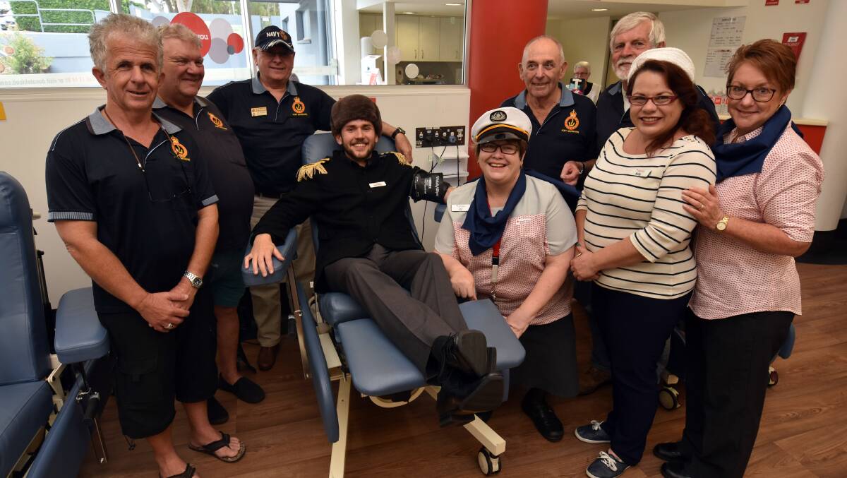 Vital donation: Port Macquarie branch of the Australian Naval Association with staff at the Port Macquarie Donor Centre.