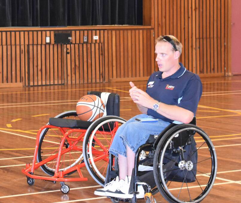 Important talk: Rick Engles speaks with the students at Hastings Secondary College last week. Photo: Supplied.