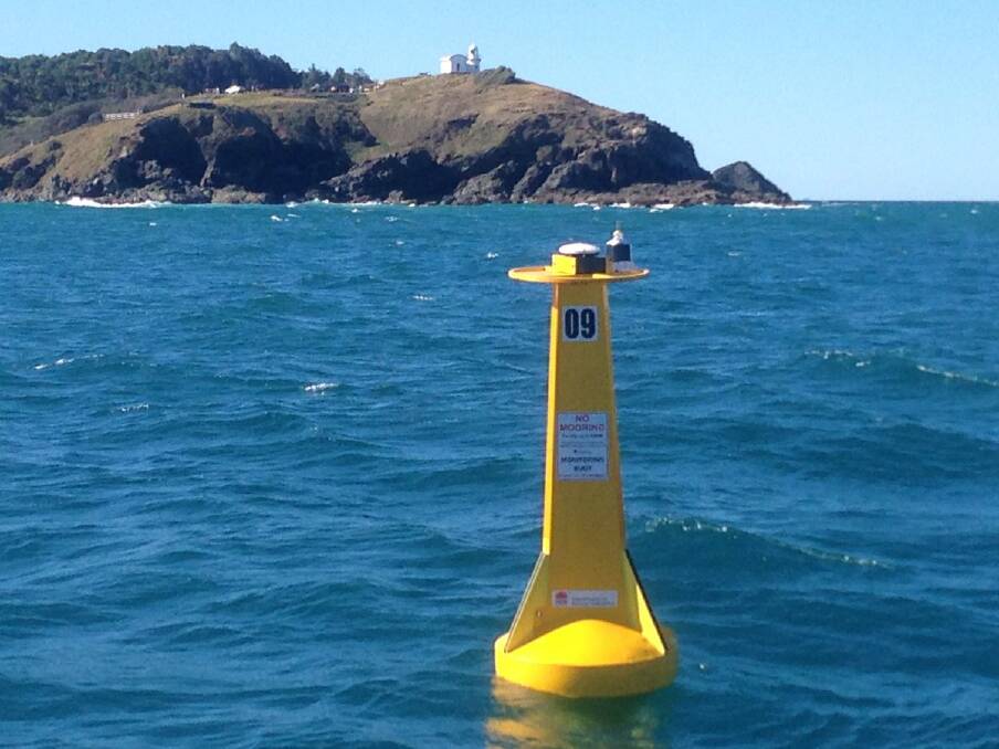 Lighthouse buoy: This shark detection buoy sits in the waters of Lighthouse Beach, visible to the public. Photo: NSW Department of Primary Industries.