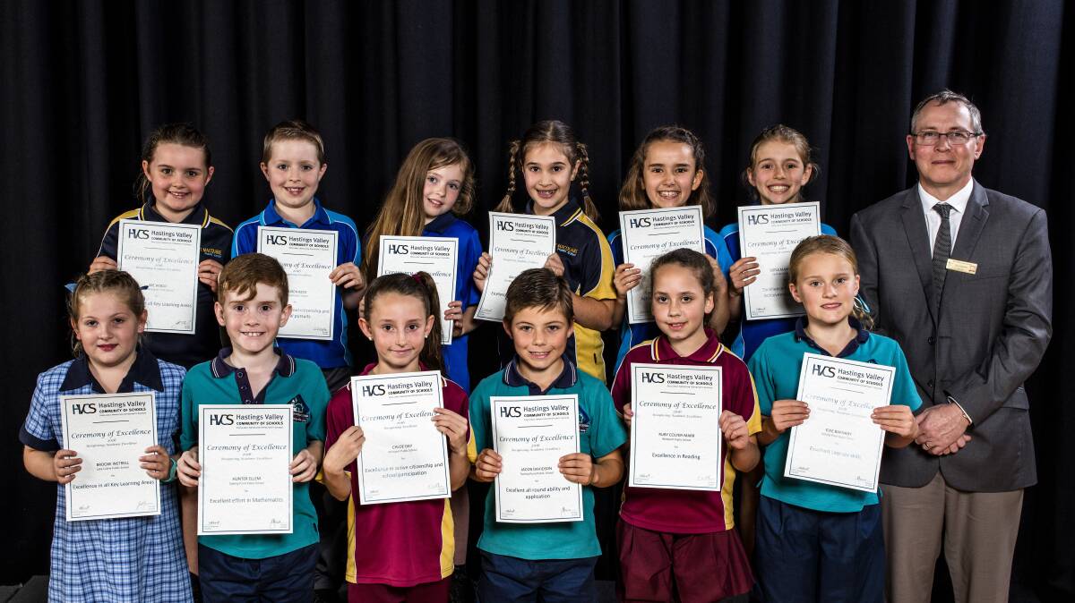 Proud as punch: The award recipients from year three primary school's across the Hastings.