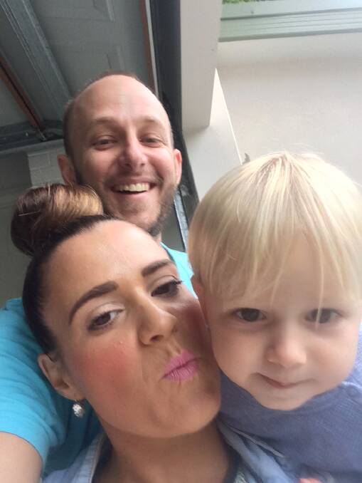 Austin and his parents, Nathan and Alana Roper. He is battling acute lymphoblastic leukaemia.