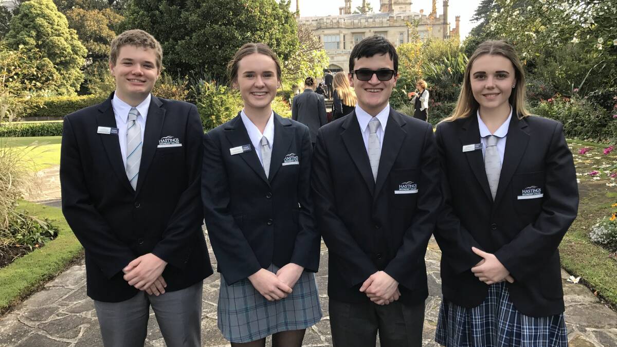 Hastings Secondary College School Captains of the Port Macquarie and Westport Campuses, Shawn Wilson, Isabelle Woodham, Lachlan Hamilton and Kristy Field.