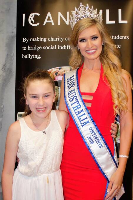 Cady representing I Can I Will in Melbourne with Miss Australia. Photo: Supplied.