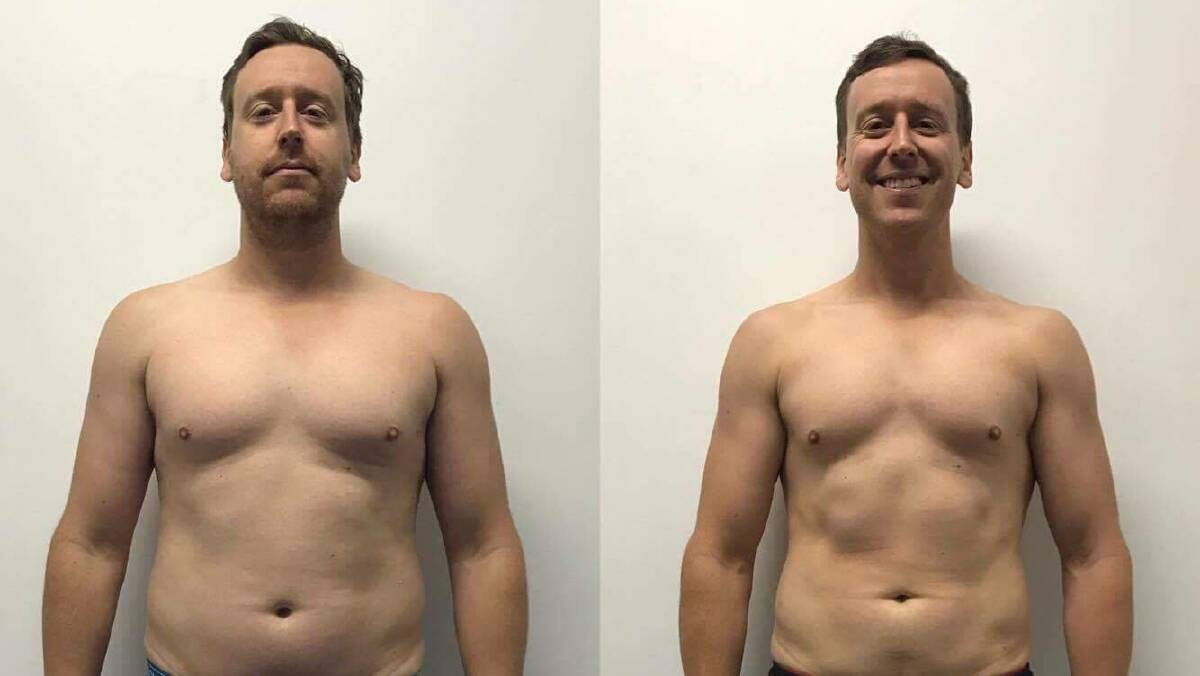 Before and after: Ken at the start of his eight week challenge, and again after the final weigh in.