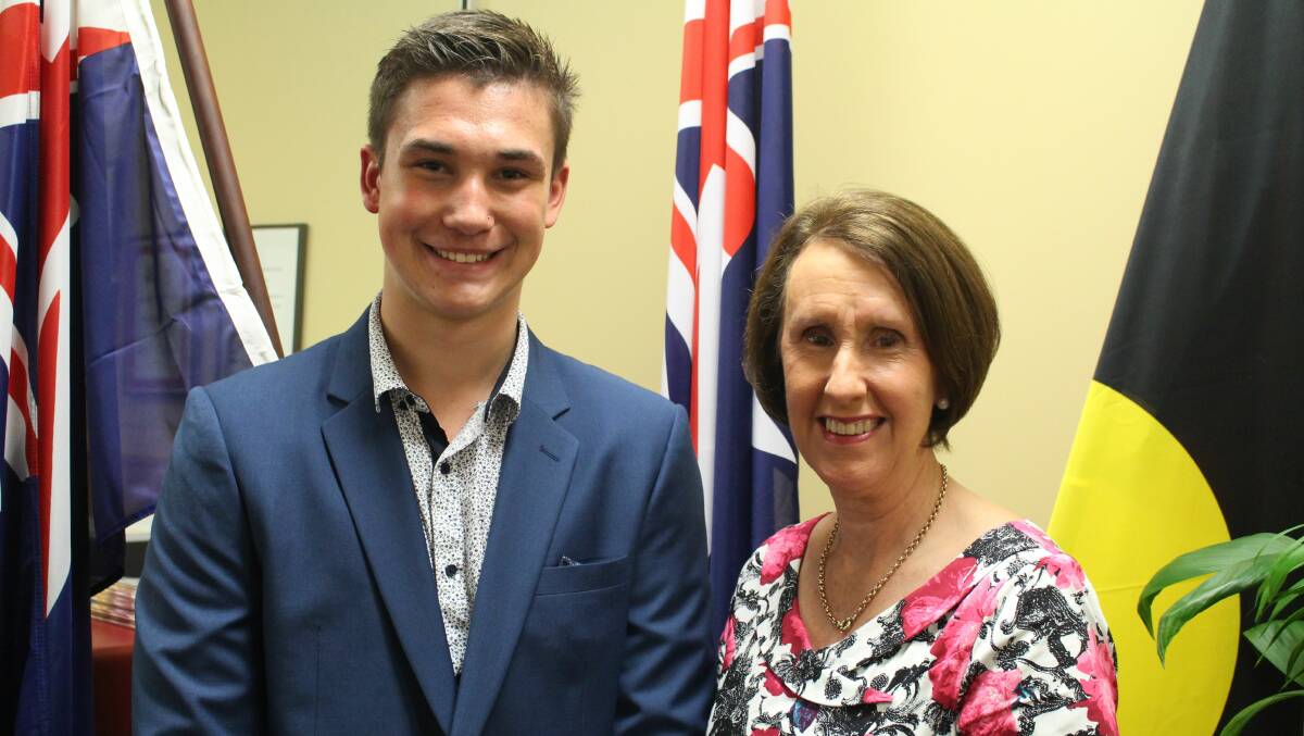 Big achievement: Sam Harris, YMCA NSW Youth Parliament Governor for 2018 with Leslie Williams.
