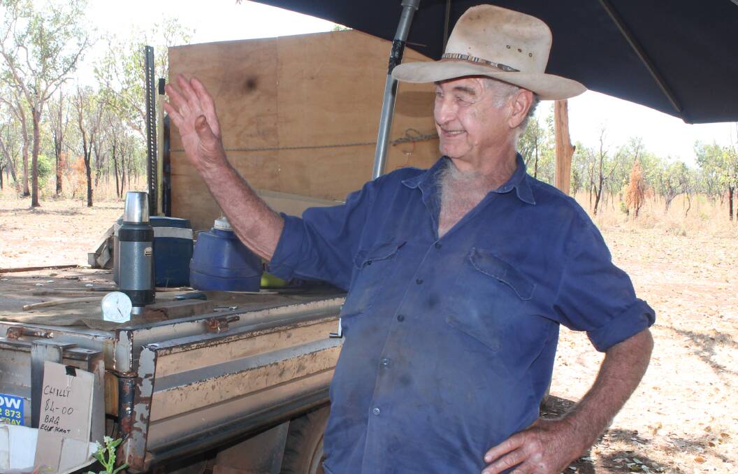 FOR SALE: Katherine plant seller Jim Ashworth waves at every vehicle that drives in and out of Katherine. 
