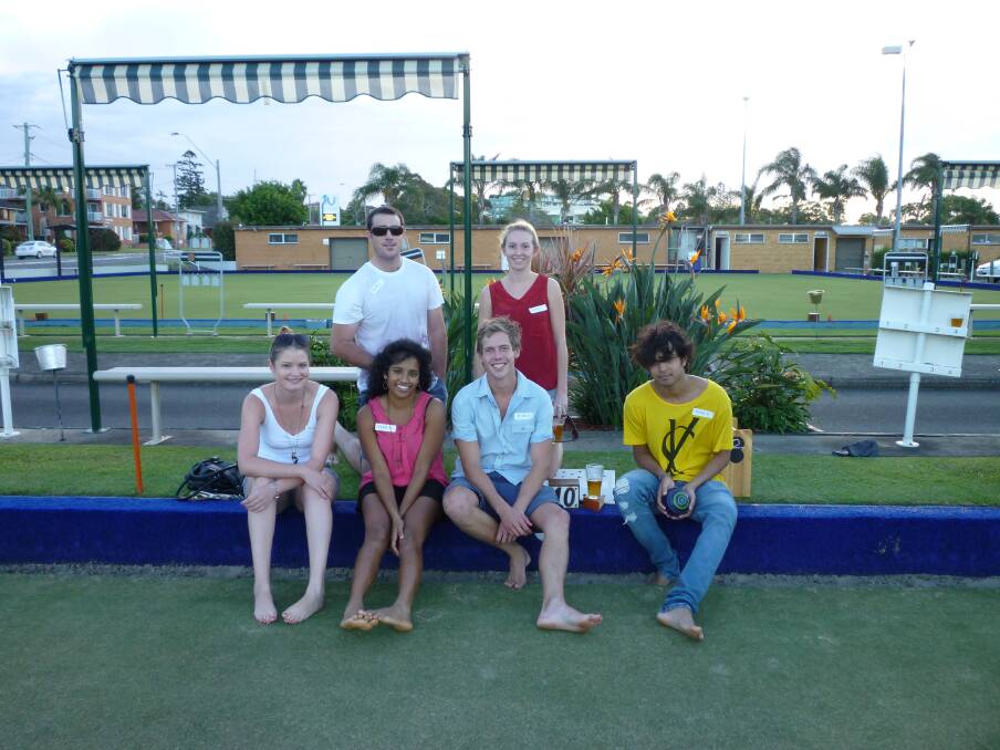 Firm friends: Medical students form and forge friendships at each year's beginning at Port City Bowling Club. Pictured are (back) Pat Clarkstone and Jodie Wheatley with (front) Kaitlyn Hansen, Ramya Rajkumar, James Kelly and Mhir Dessai at the start of 2012.
